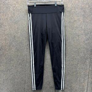 Adidas Pants Womens Medium Black White Leggings Athletic Climalite Trefoil Tiro